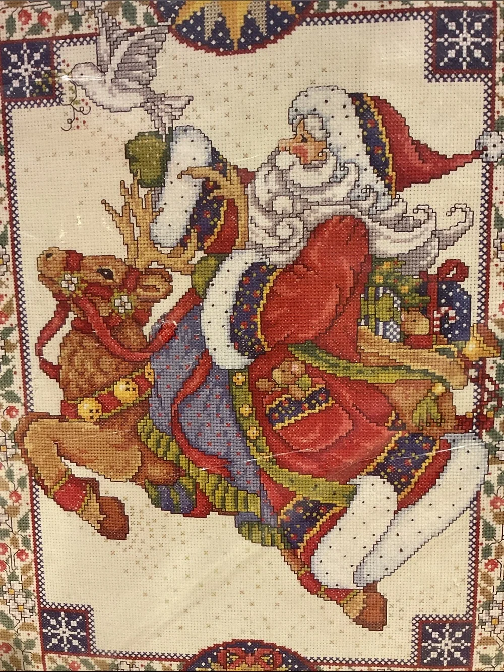 Design Works Santa on Reindeer Counted Cross Stitch Wall Art -unopened